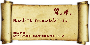 Mazák Anasztázia névjegykártya